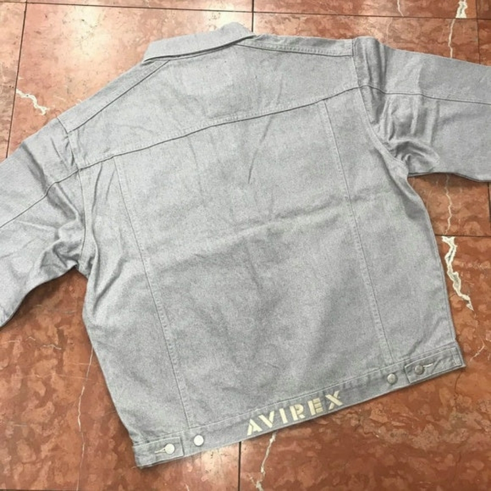 Men's Avirex Lt Grey Casual Denim Jacket NWT - Picture 2 of 2
